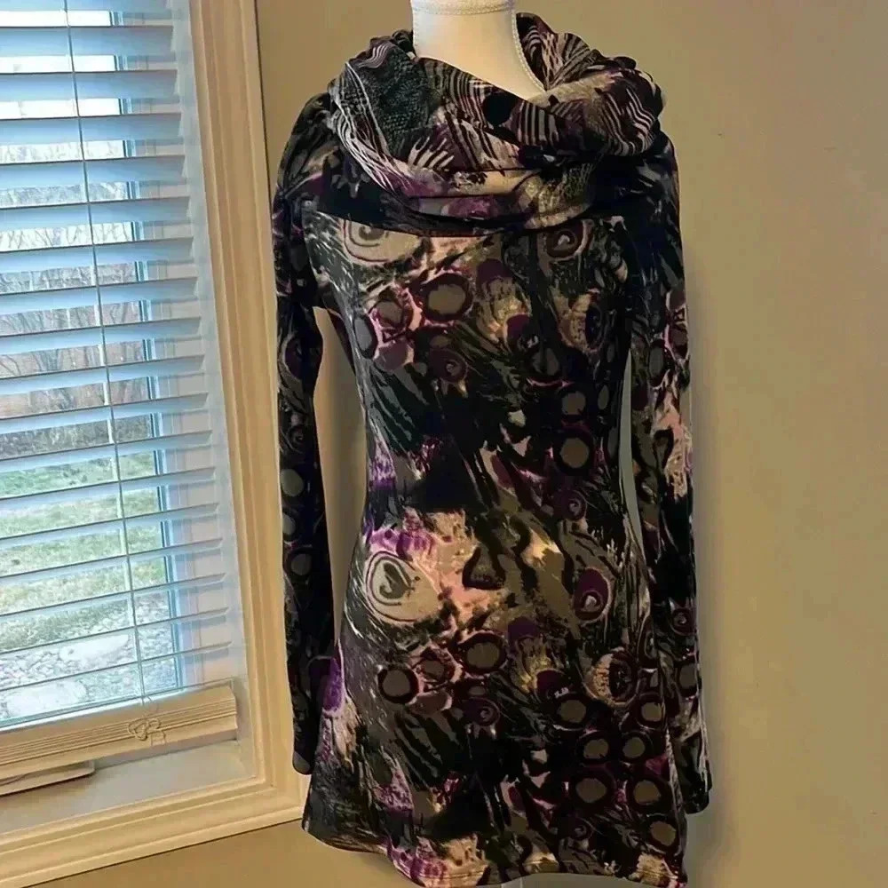 [S/P]Kollontai Abstract  Colorful Baggy Neck LS Tunic Sweater